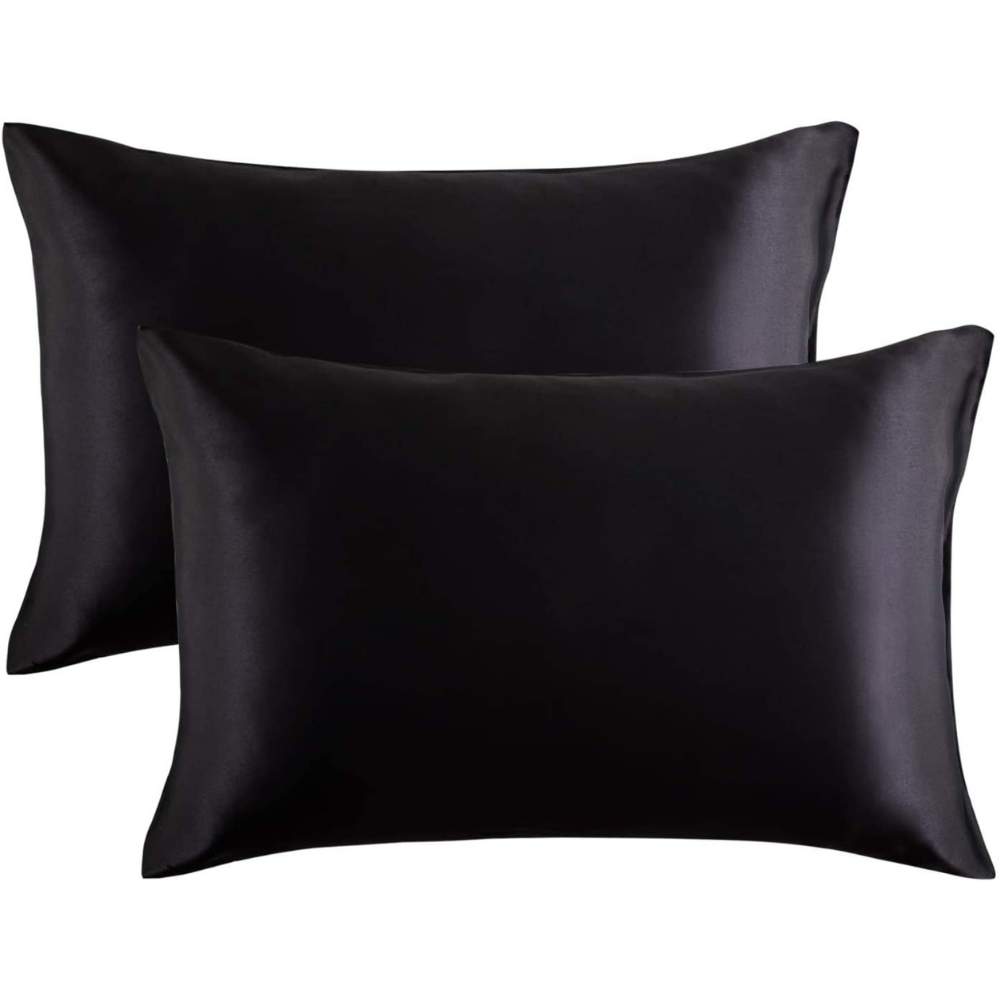Satin Silk Pillowcase, Black