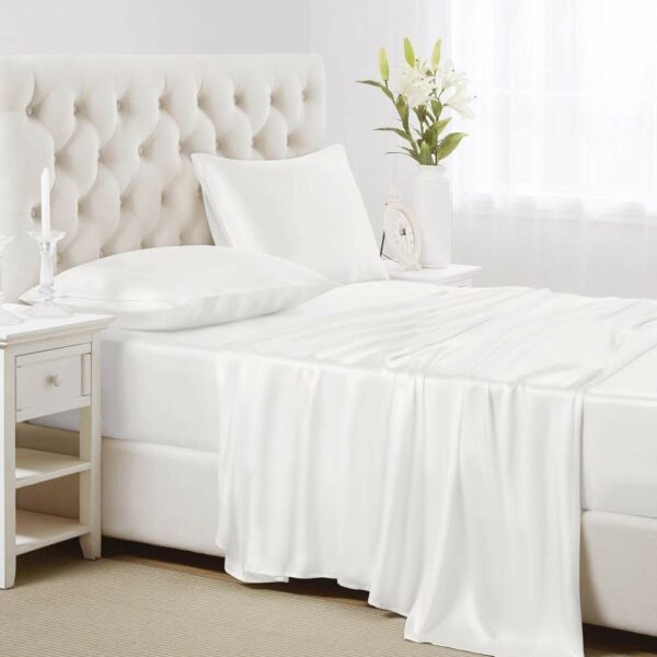 buy white silk flat sheet